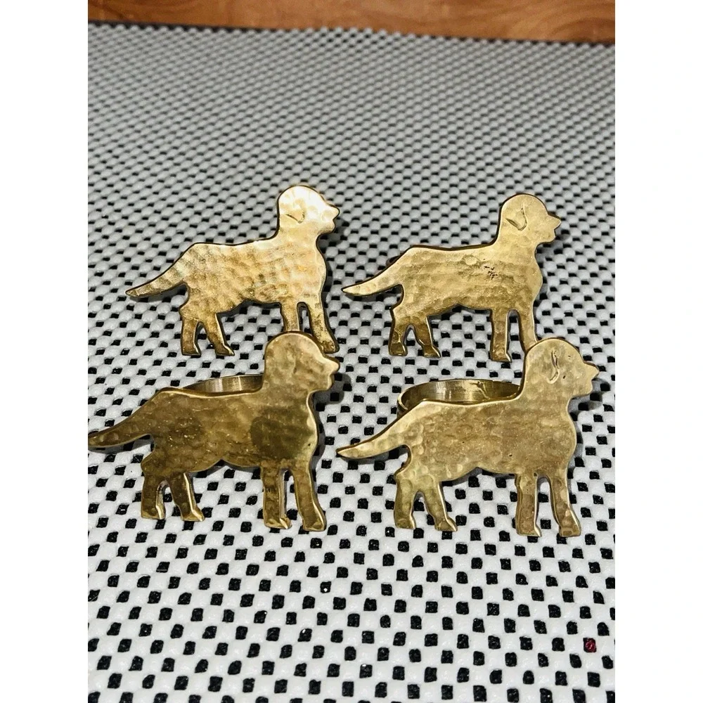 Set Of 4 Brass Dog Napkin Rings 2.50